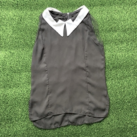 Tops - Black Collared Tank